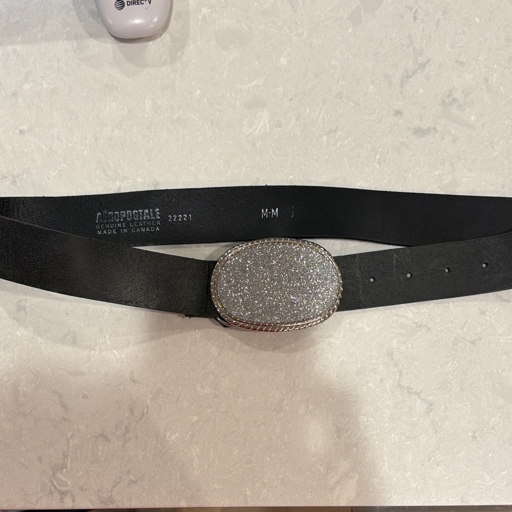 Aeropostale Black Belt with Glittering Silver Buckle